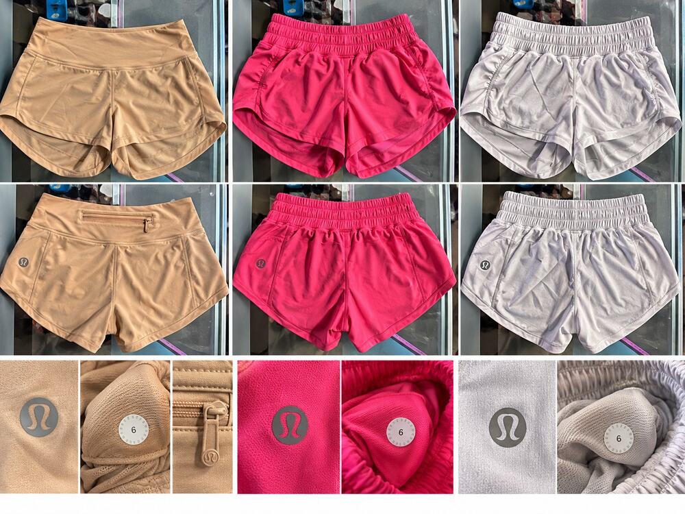Lululemon Shorts Lot 3 Size 6 Bundle Hotty Hot Speed Up HR Pink Grey Tan